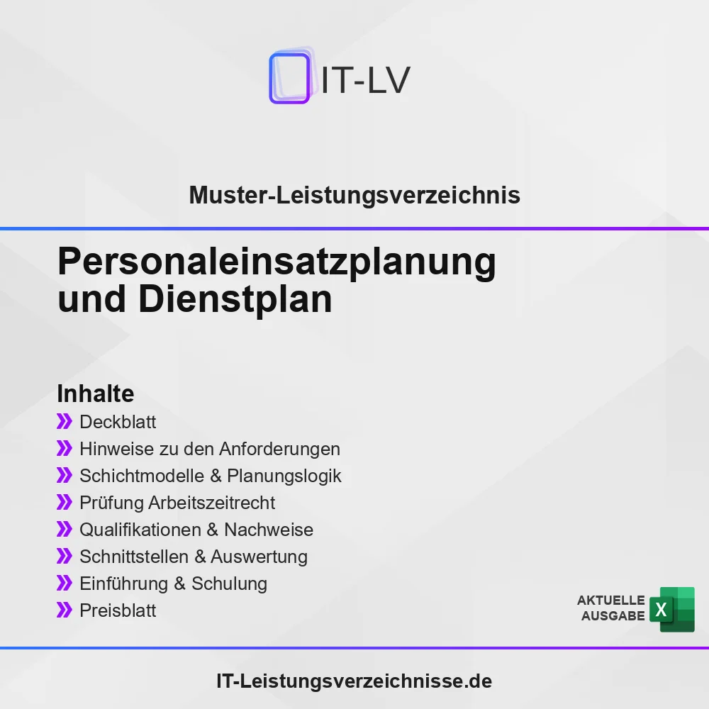 Inhaltsübersicht Muster-LV: Personaleinsatzplanung und Dienstplan