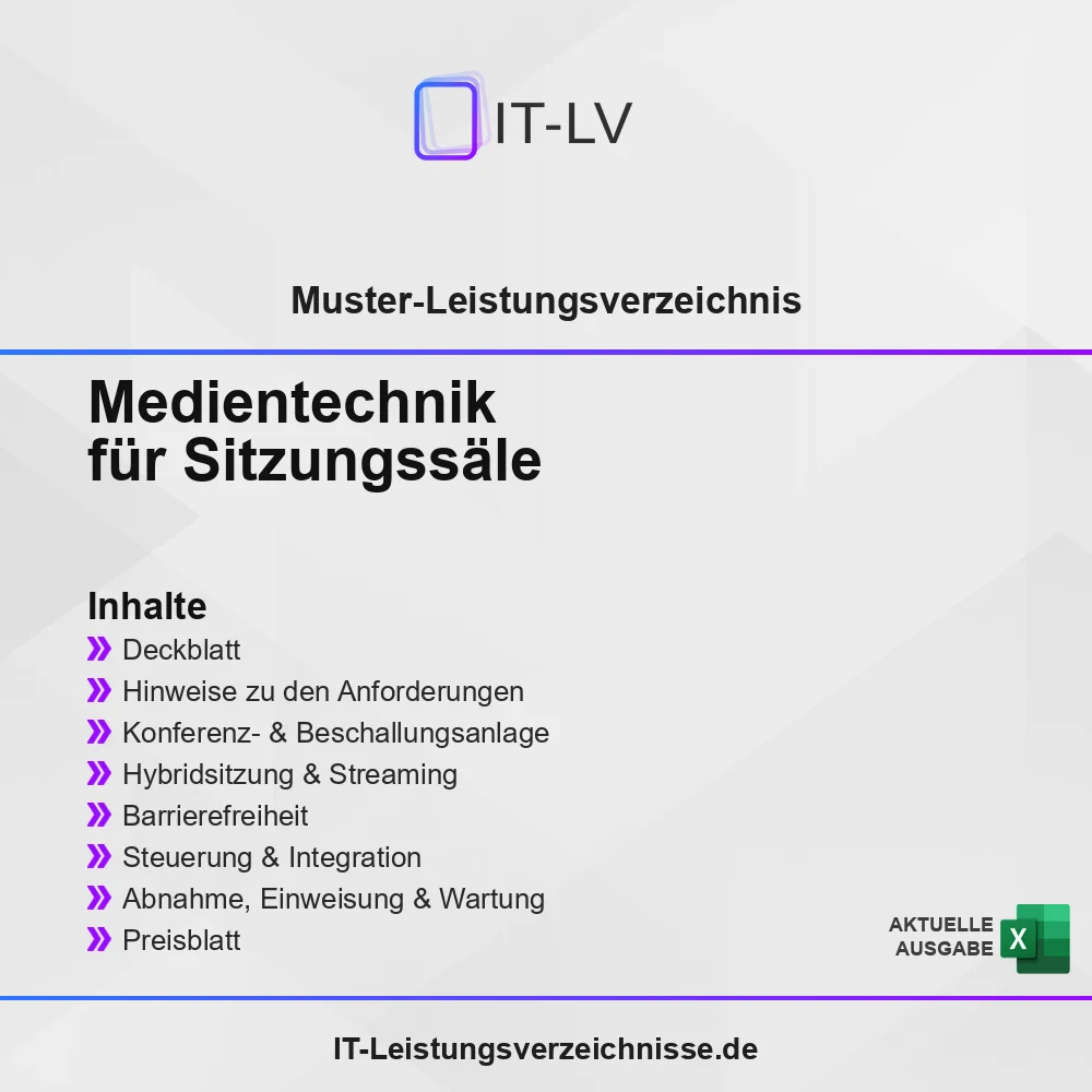 Inhaltsübersicht Muster-LV: Medientechnik für Sitzungs- und Ratssäle