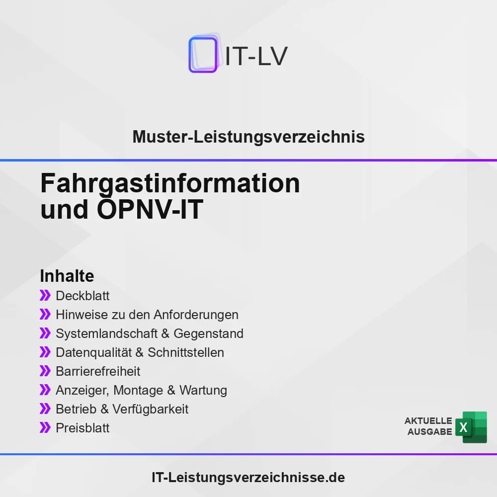 Inhaltsübersicht Muster-LV: Fahrgastinformation und ÖPNV-IT