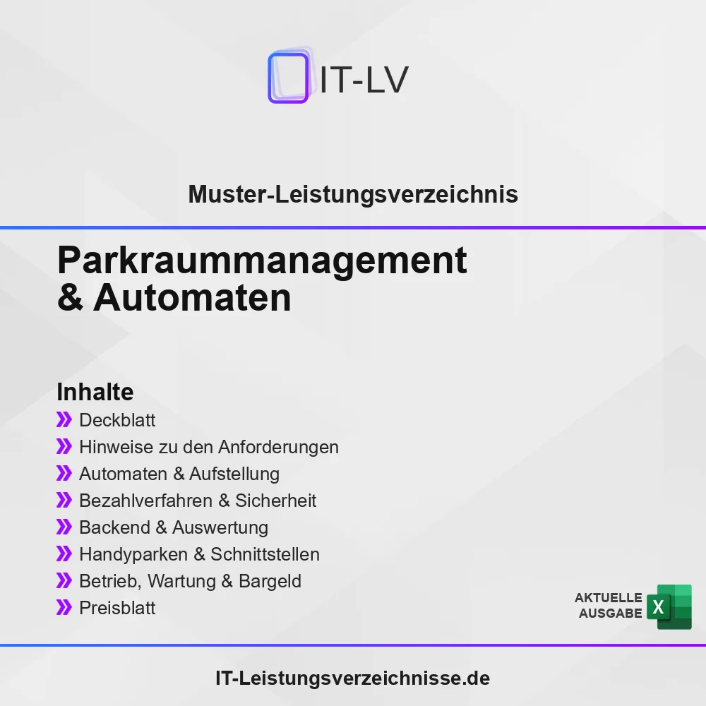Inhaltsübersicht Muster-LV: Parkraummanagement und Parkscheinautomaten