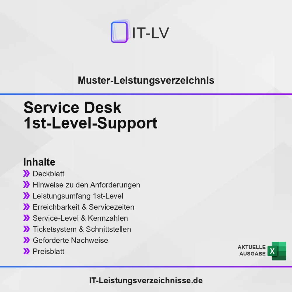 Inhaltsübersicht Muster-LV: Service Desk und 1st-Level-Support