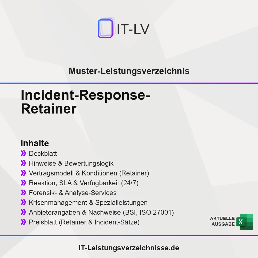 Inhaltsübersicht Muster-LV Incident-Response-Retainer