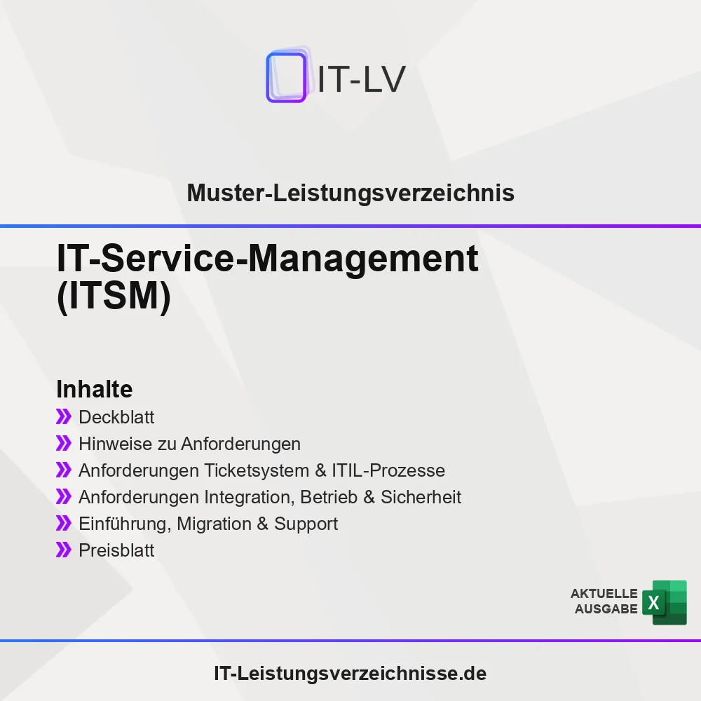 Inhaltsübersicht Muster-LV IT-Service-Management ITSM Inhaltsübersicht Muster-LV IT-Service-Management ITSM