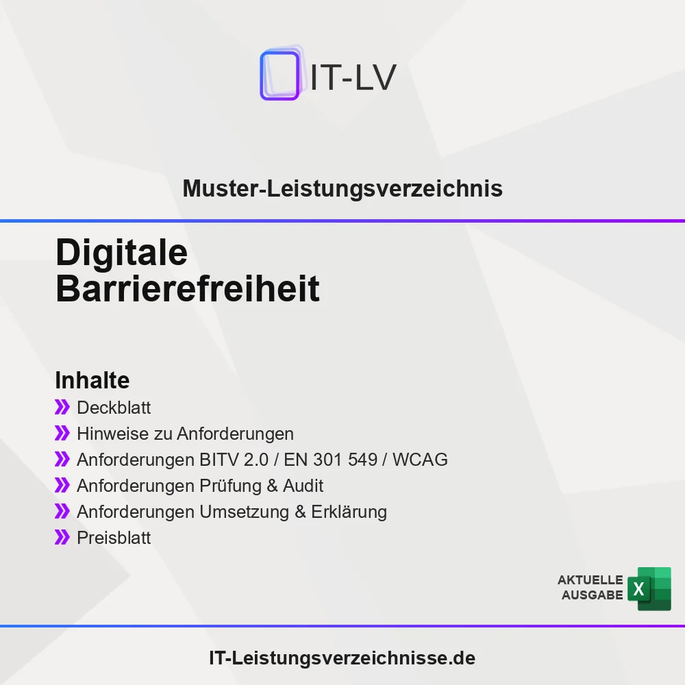 Inhaltsübersicht Muster-LV Digitale Barrierefreiheit Inhaltsübersicht Muster-LV Digitale Barrierefreiheit